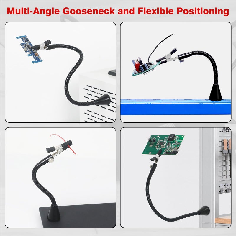 NEWACALOX Magnetic Helping Hand, Soldering Helping Hands, 4 PCB Pillars Circuit Board Holder with Flexible Metal Arms Heavy Duty Base Electronic Repair Tool - Image 3